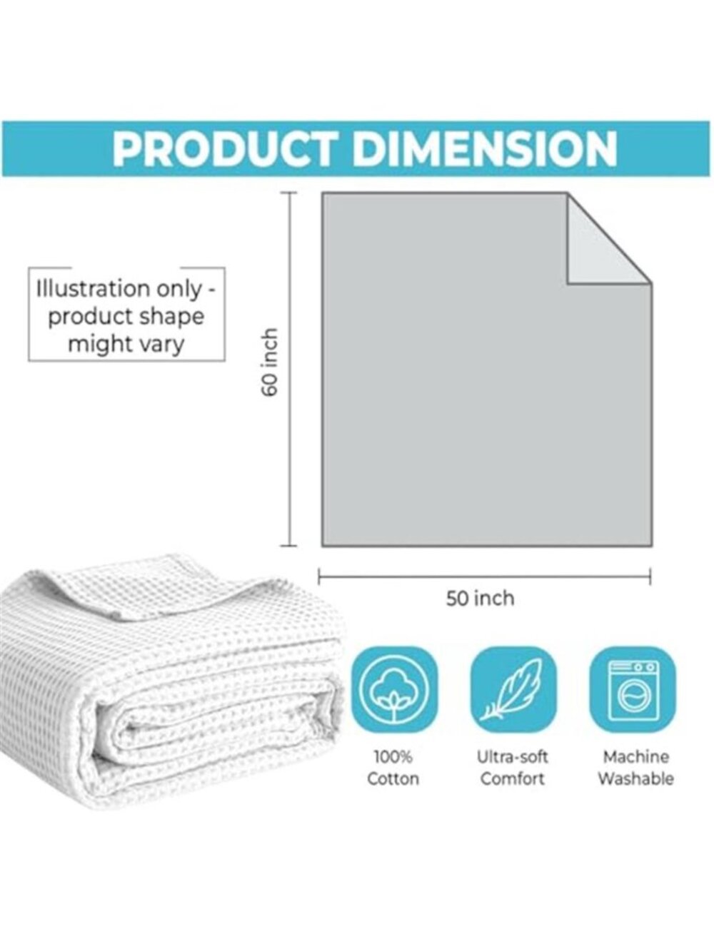 White Cotton Waffle Weave Blanket Lightweight Breathable Throw Bed Sofa Summer - Picture 2 of 7